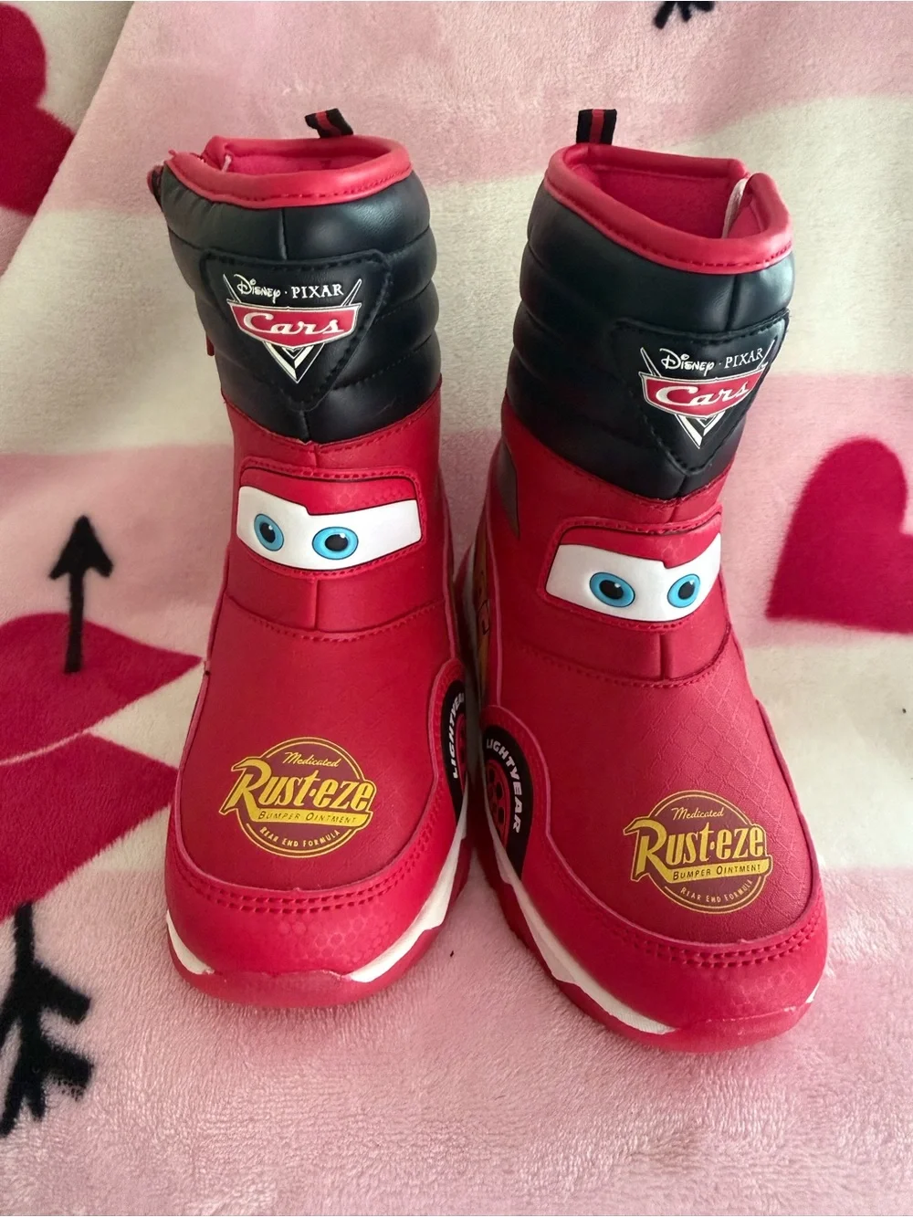 Disney Cars LED Light-Up Red Kids Water Resistant Boots, Size 11